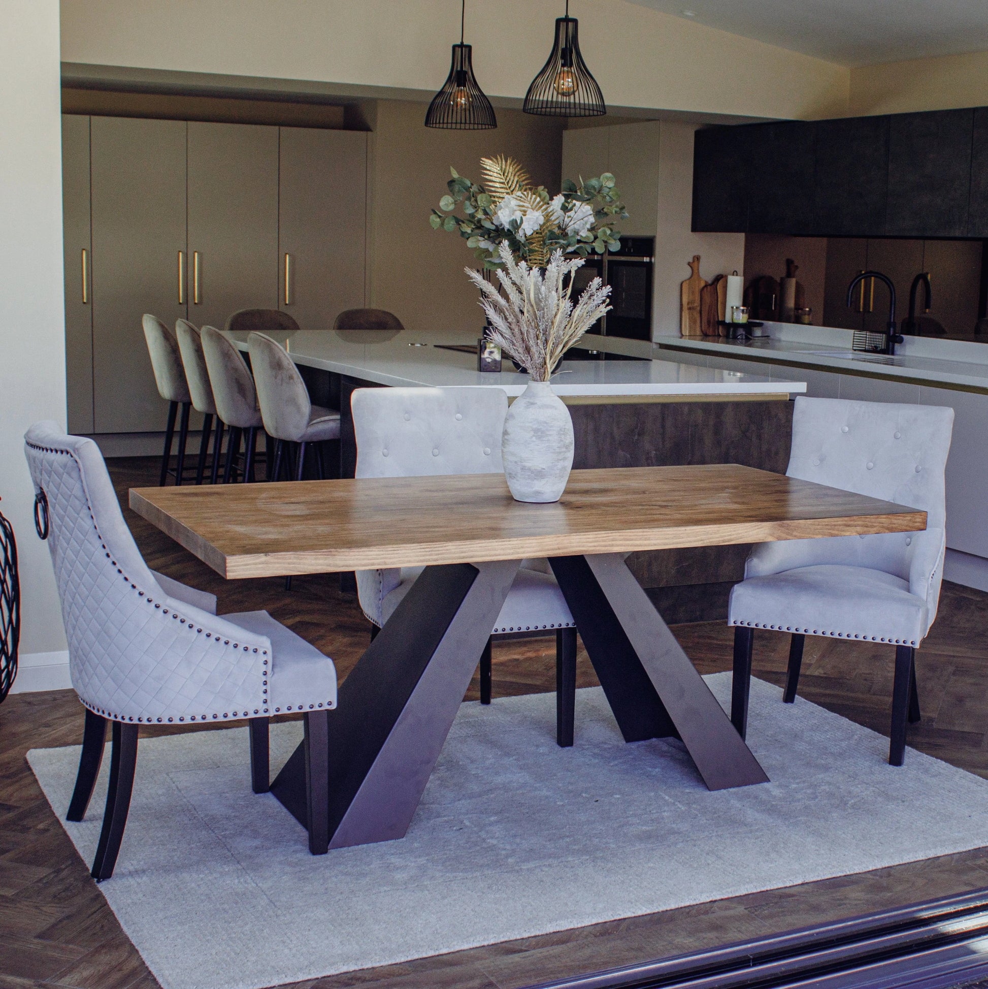 Akira Wooden Dining Table with Matte Black Legs - Wood Velvet