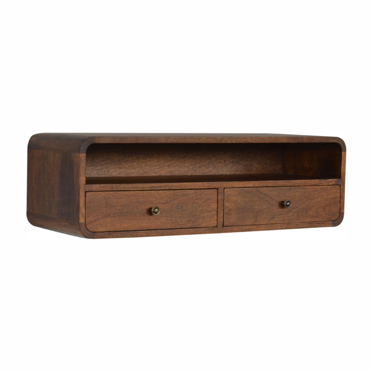 Floating Chestnut Open Console Table - Wood Velvet