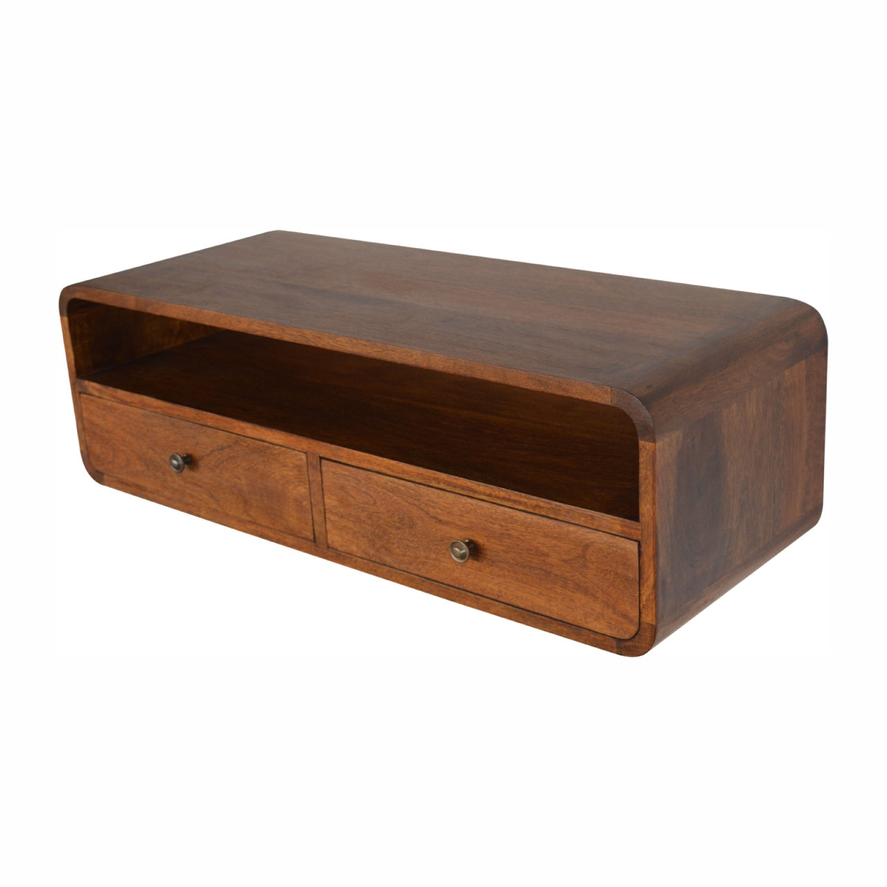 Floating Chestnut Open Console Table - Wood Velvet