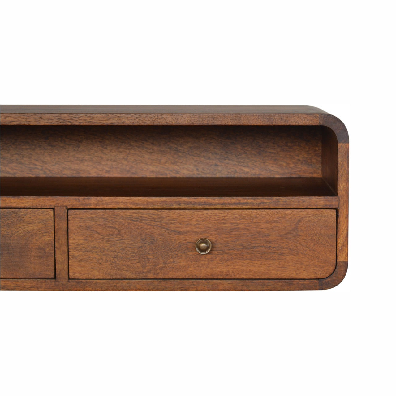 Floating Chestnut Open Console Table - Wood Velvet