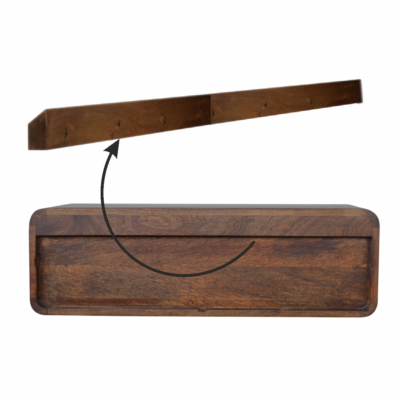 Floating Chestnut Open Console Table - Wood Velvet