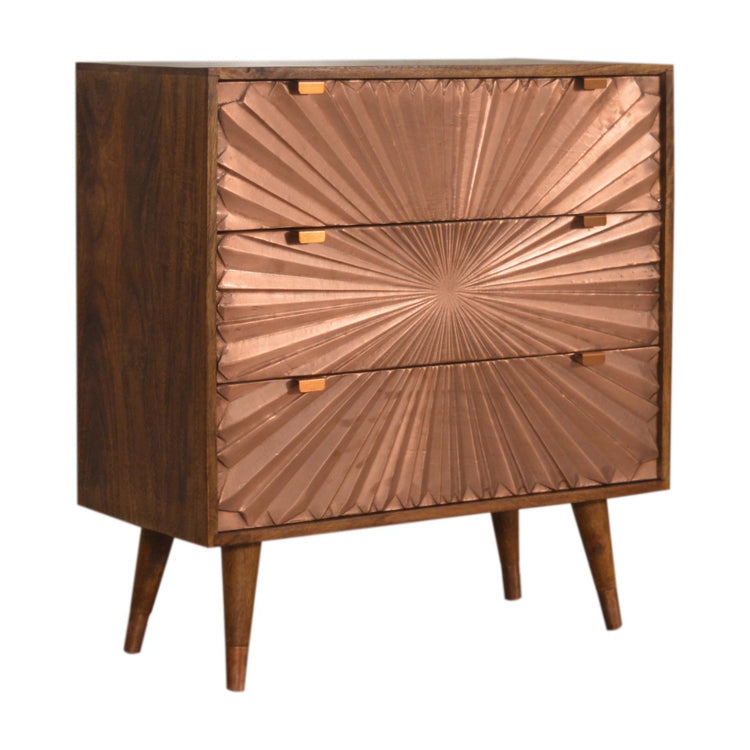Copper-dust 3-Drawer Chest - Wood Velvet