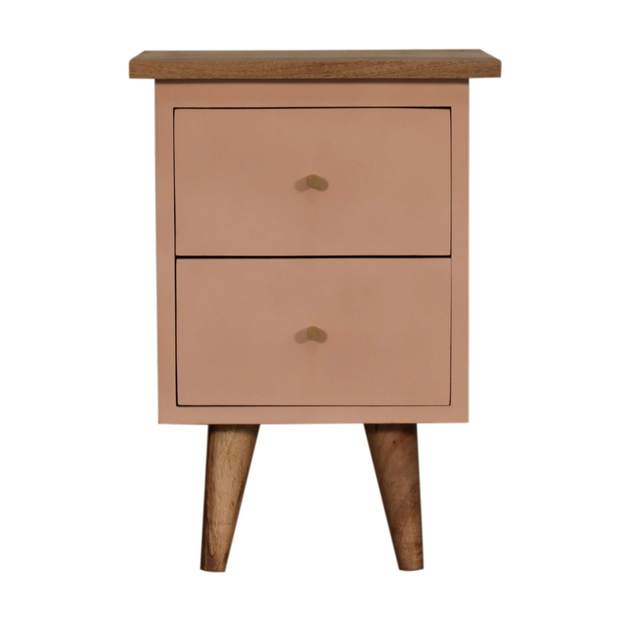 Solid Wood Hand Painted Bedside Cabinet In Blush Pink | Hand Crafted Artisan | Wood Velvet