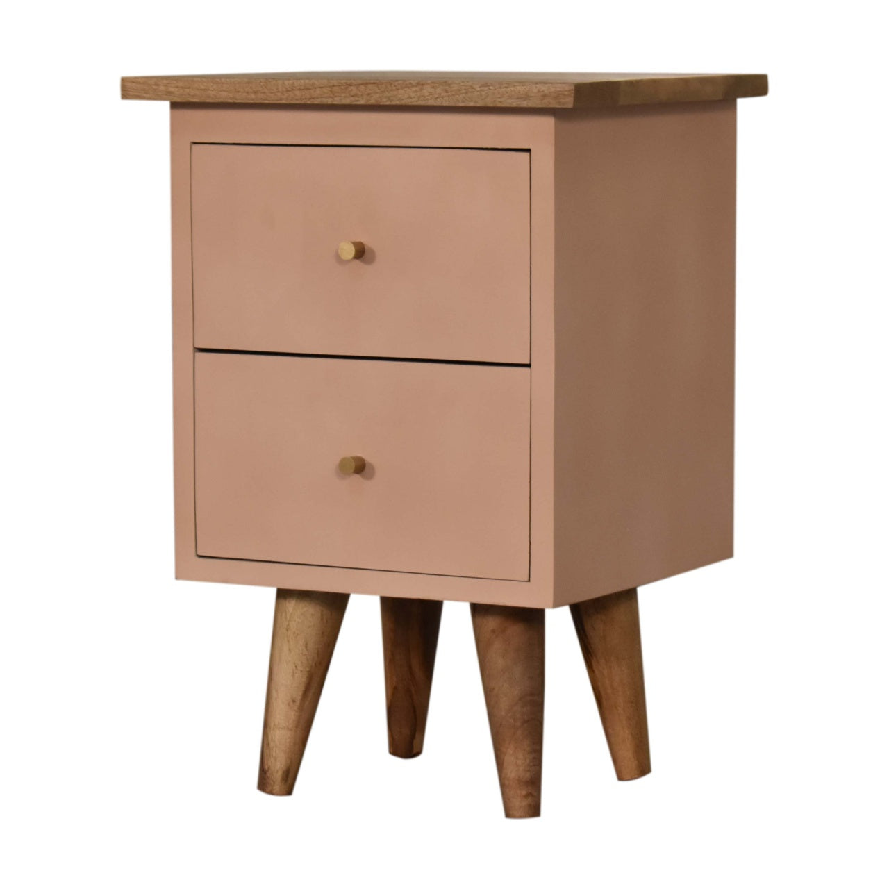 Solid Wood Hand Painted Bedside Cabinet In Blush Pink | Hand Crafted Artisan | Wood Velvet