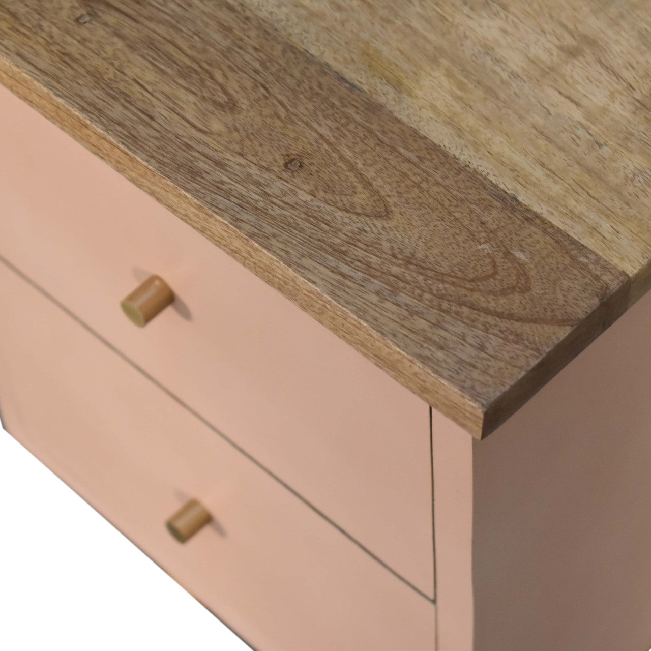 Solid Wood Hand Painted Bedside Cabinet In Blush Pink | Hand Crafted Artisan | Wood Velvet