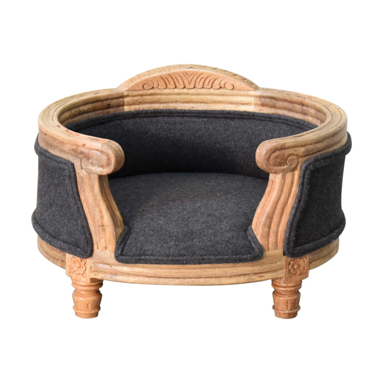 Carved Luxury Tweed Pet Bed - Wood Velvet