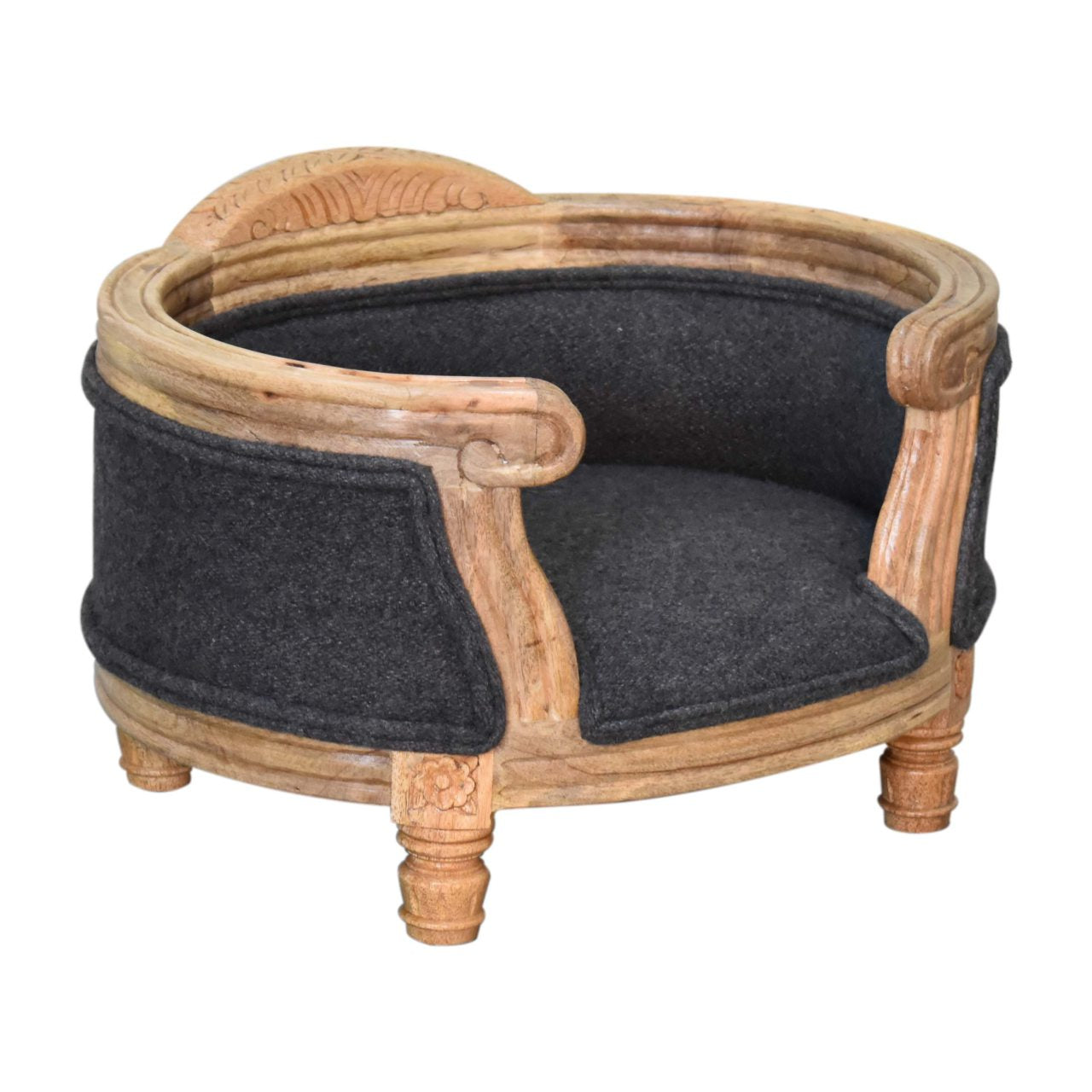 Carved Luxury Tweed Pet Bed - Wood Velvet