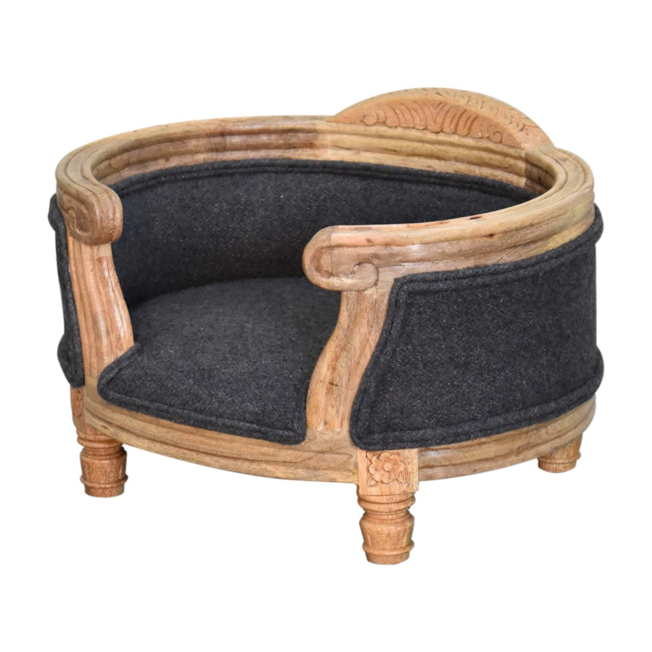 Carved Luxury Tweed Pet Bed - Wood Velvet