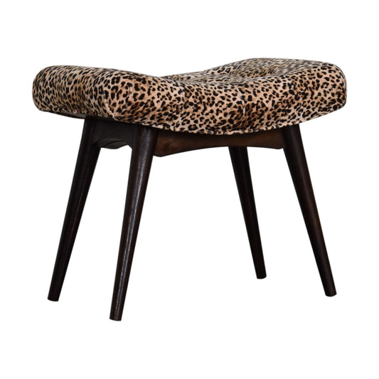 Curved Mini Bench In Leopard Print Velvet - Wood Velvet