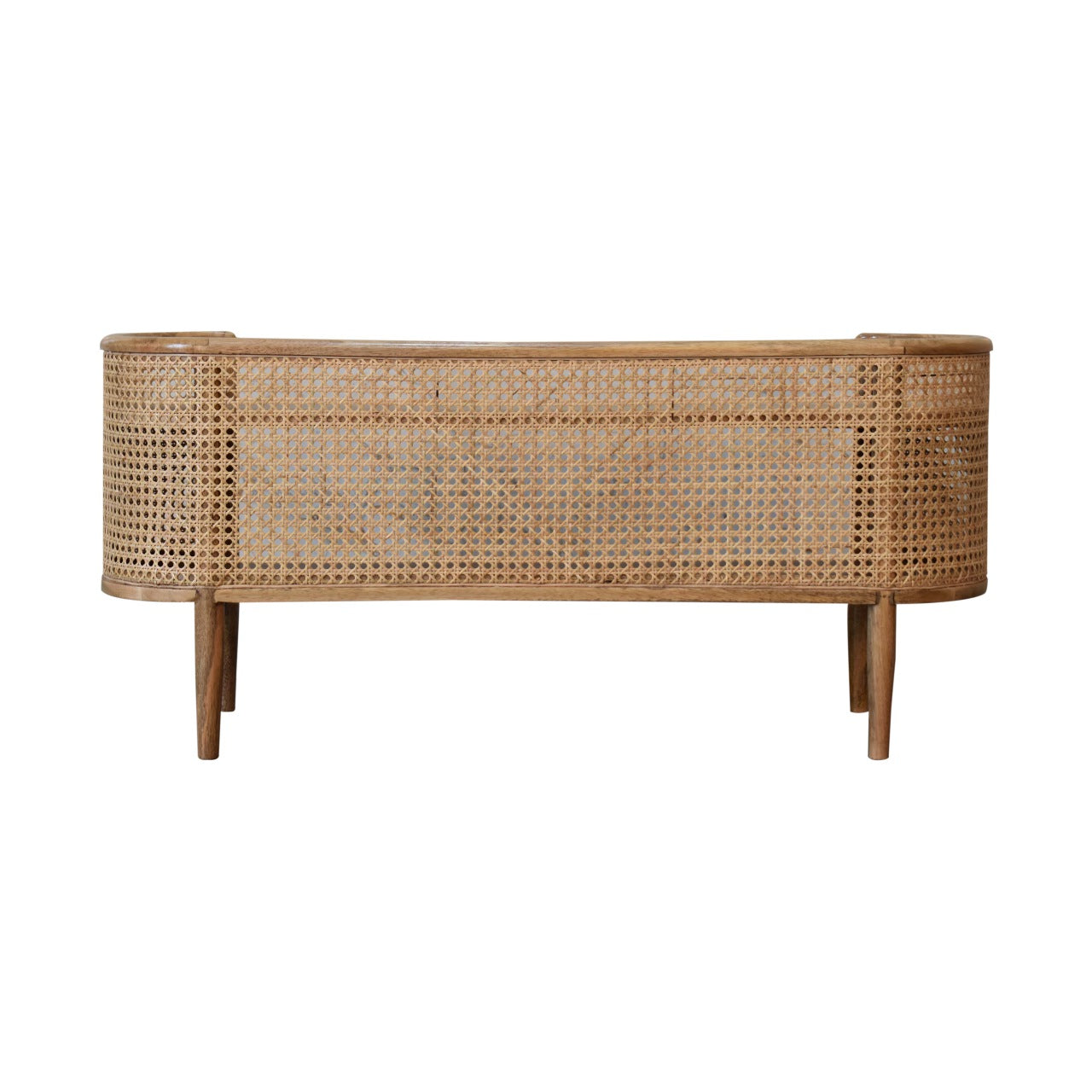 Curved Rattan Shelving/Media Unit Thessaly Range - Wood Velvet