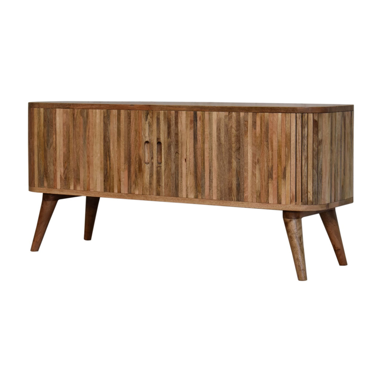 Solid Wood Slatted Media Unit - Wood Velvet