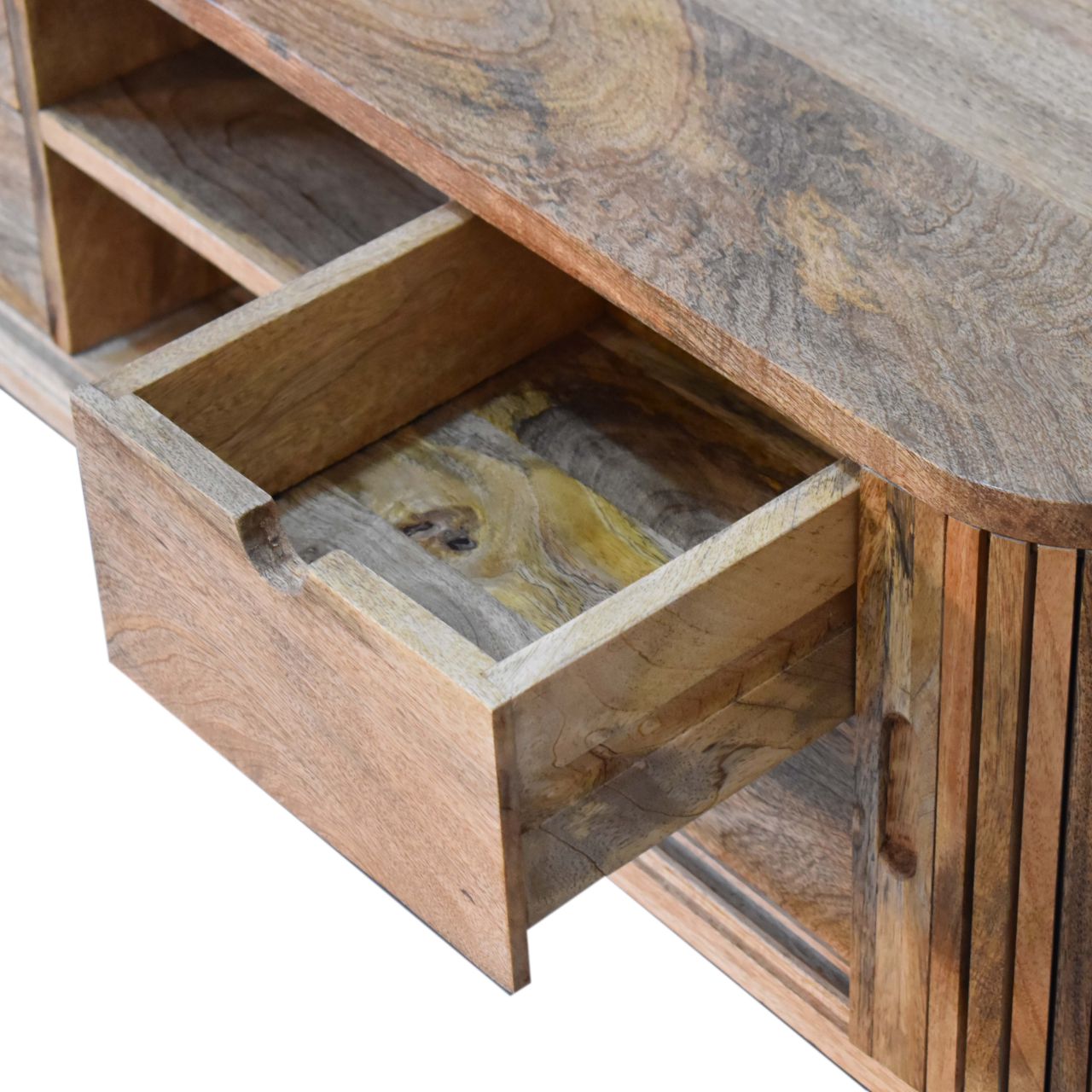 Solid Wood Slatted Media Unit - Wood Velvet