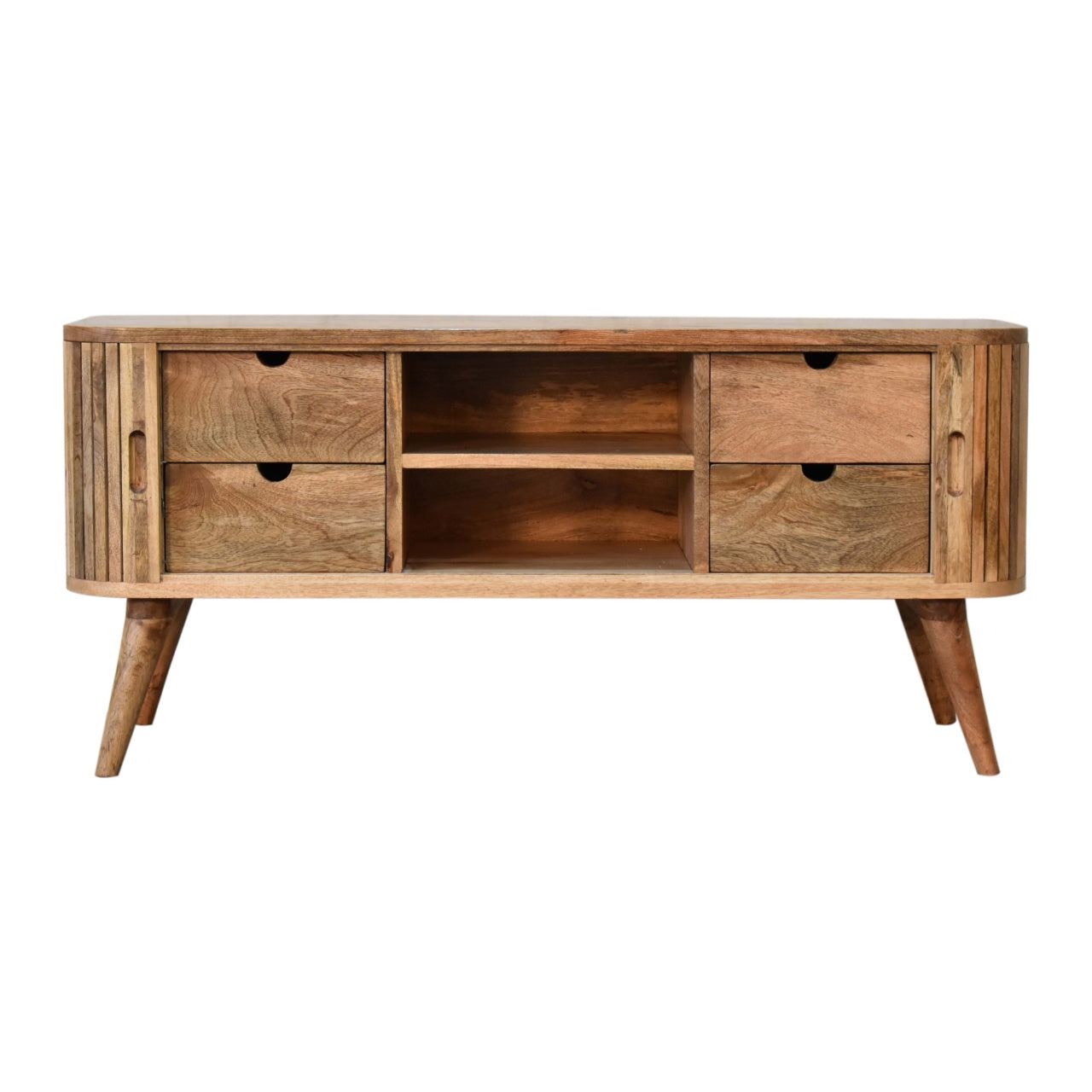 Solid Wood Slatted Media Unit - Wood Velvet