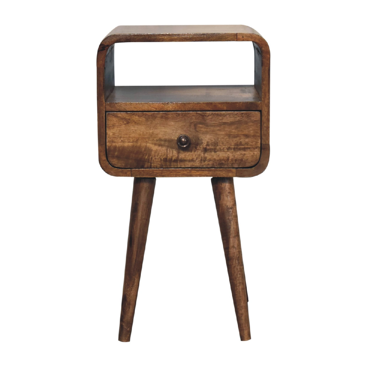 Mini Curve Open Bedside Cabinet - Wood Velvet