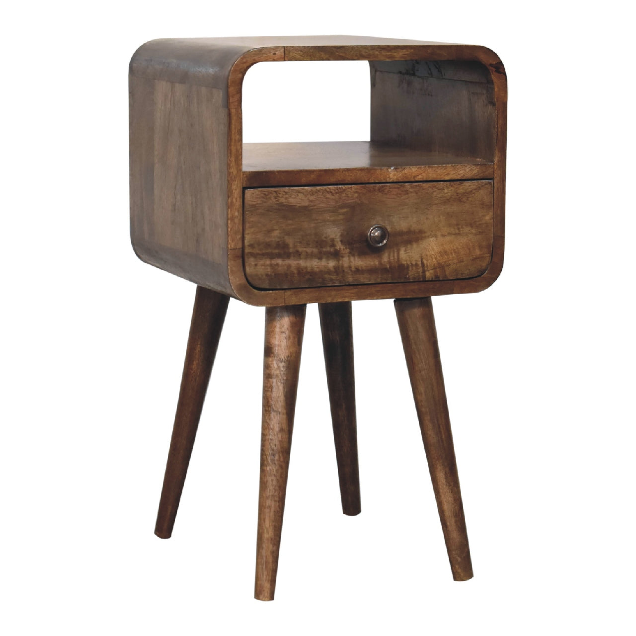 Mini Curve Open Bedside Cabinet - Wood Velvet