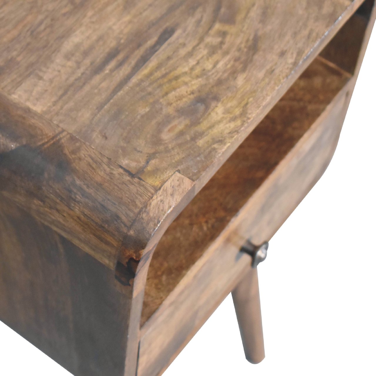 Mini Curve Open Bedside Cabinet - Wood Velvet