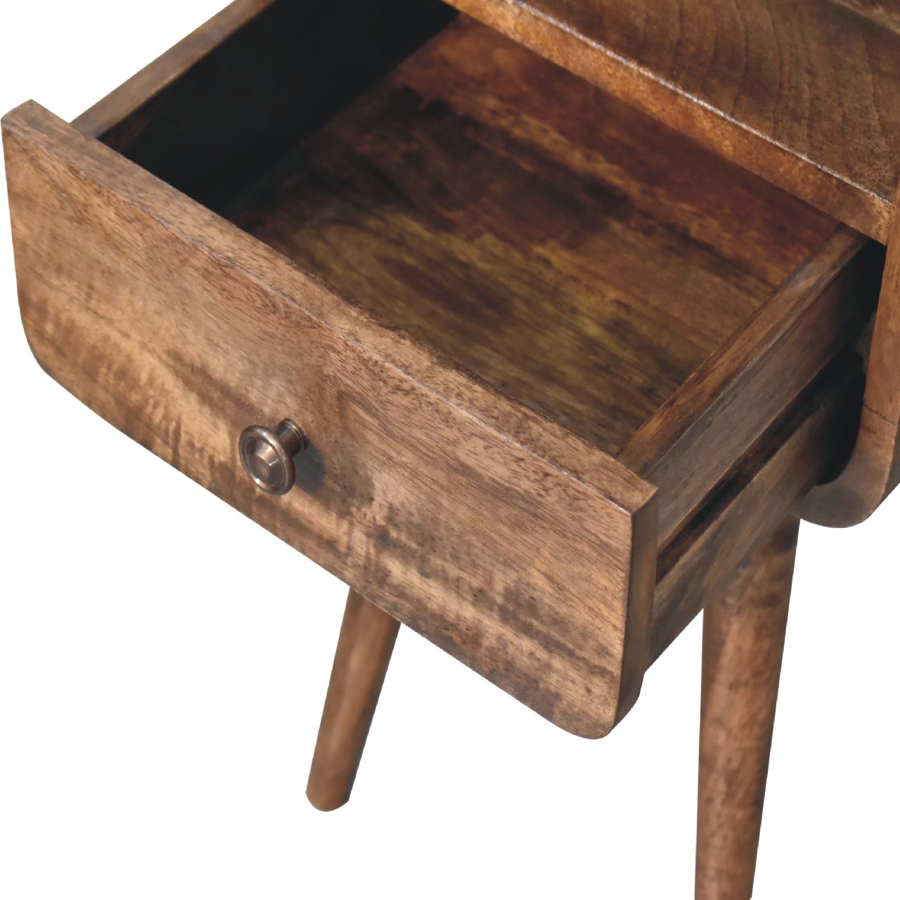 Mini Curve Open Bedside Cabinet - Wood Velvet