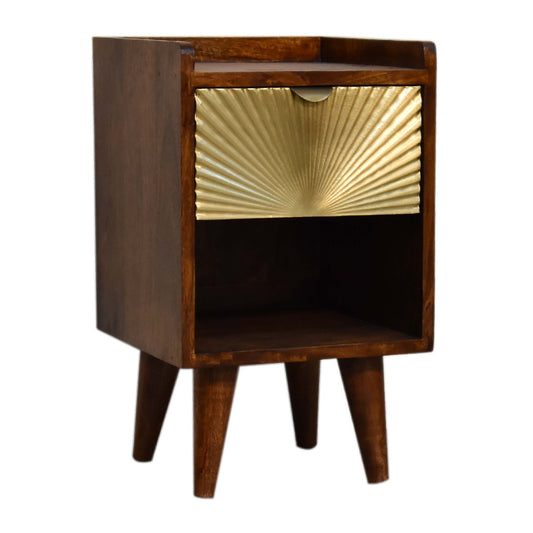 Mini Manila Gold 1 Drawer Bedside - Wood Velvet
