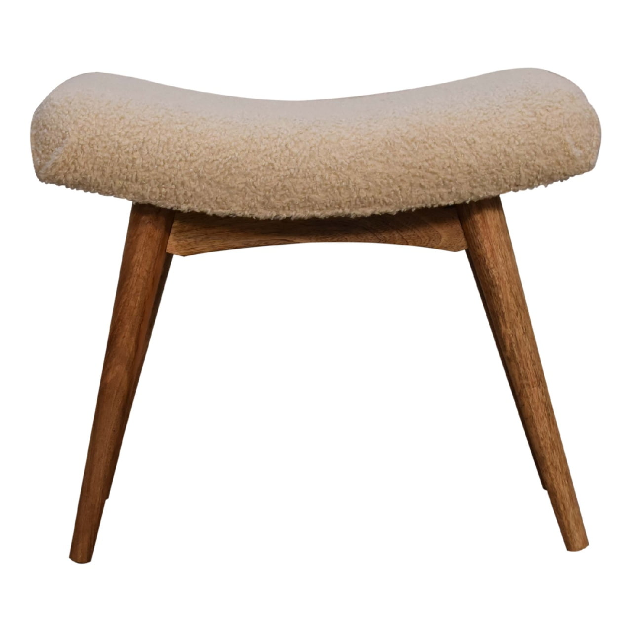Curved Mini Bench In Cream Boucle - Wood Velvet
