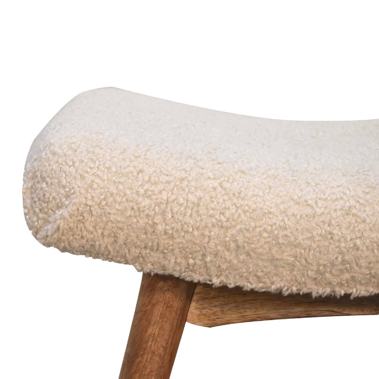 Curved Mini Bench In Cream Boucle - Wood Velvet