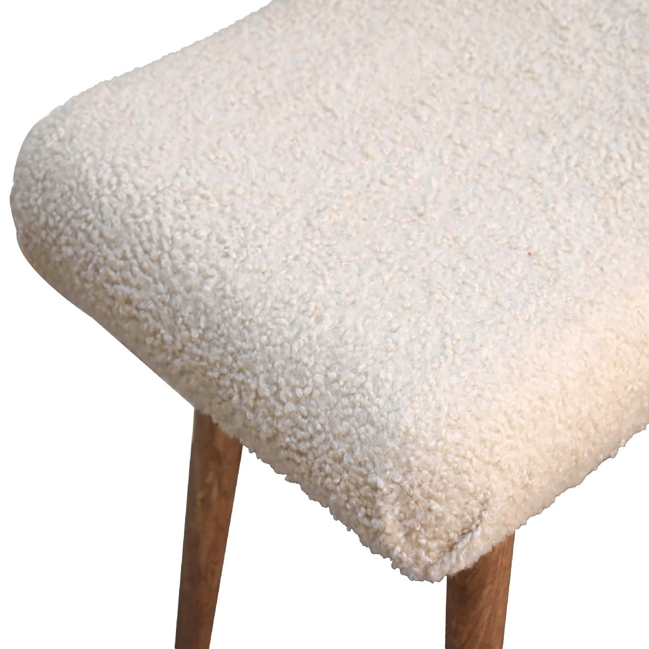 Curved Mini Bench In Cream Boucle - Wood Velvet