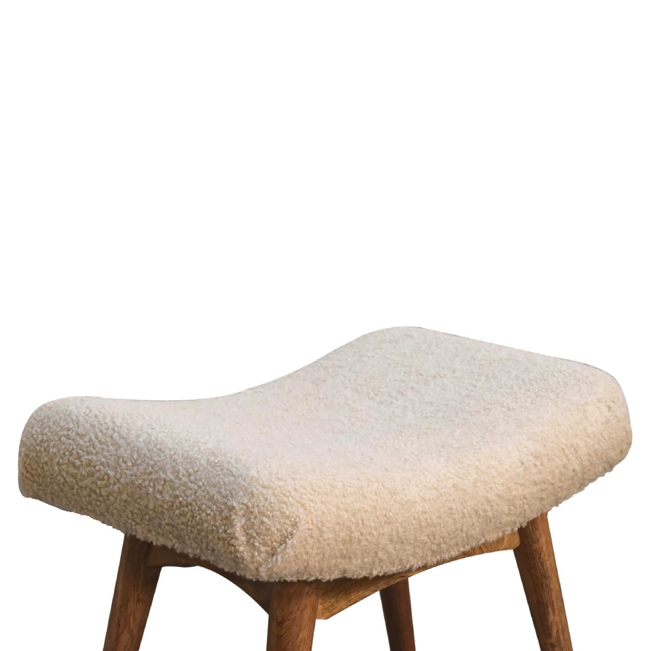 Curved Mini Bench In Cream Boucle - Wood Velvet