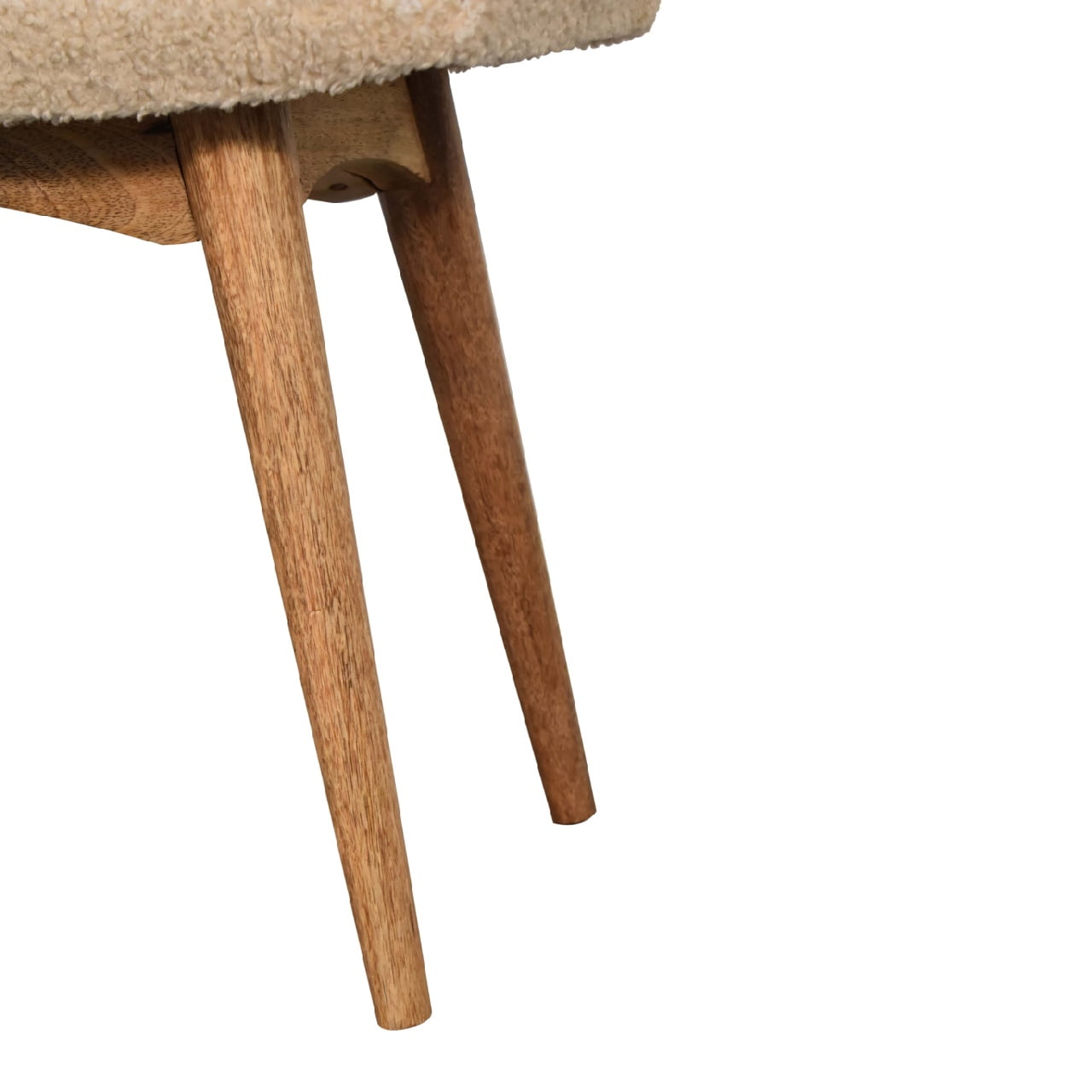 Curved Mini Bench In Cream Boucle - Wood Velvet