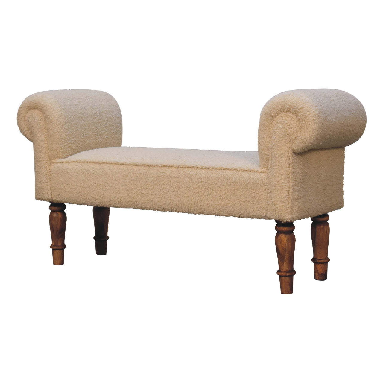 Hallway Bench In Cream Boucle - Wood Velvet