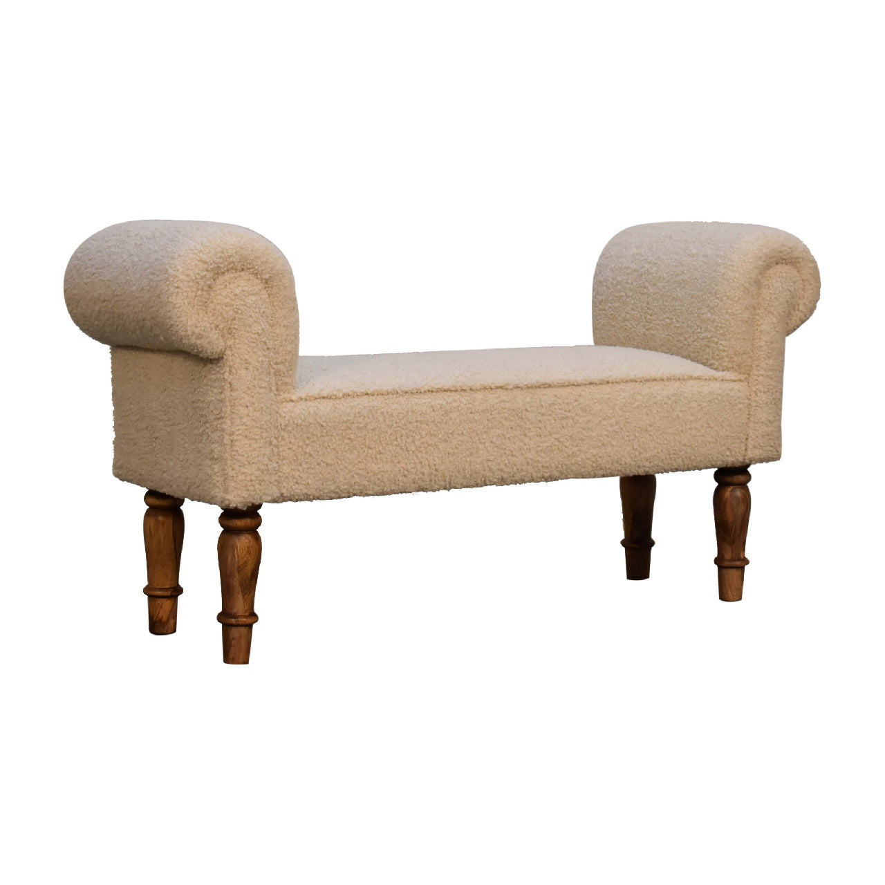 Hallway Bench In Cream Boucle - Wood Velvet