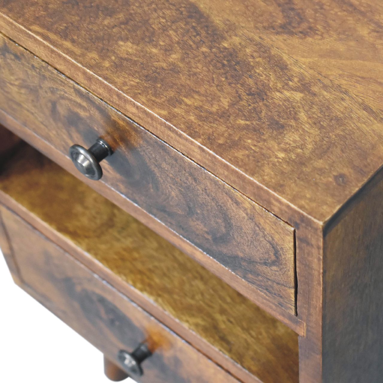 Mini Classic Multi Chestnut Bedside Cabinet - Wood Velvet