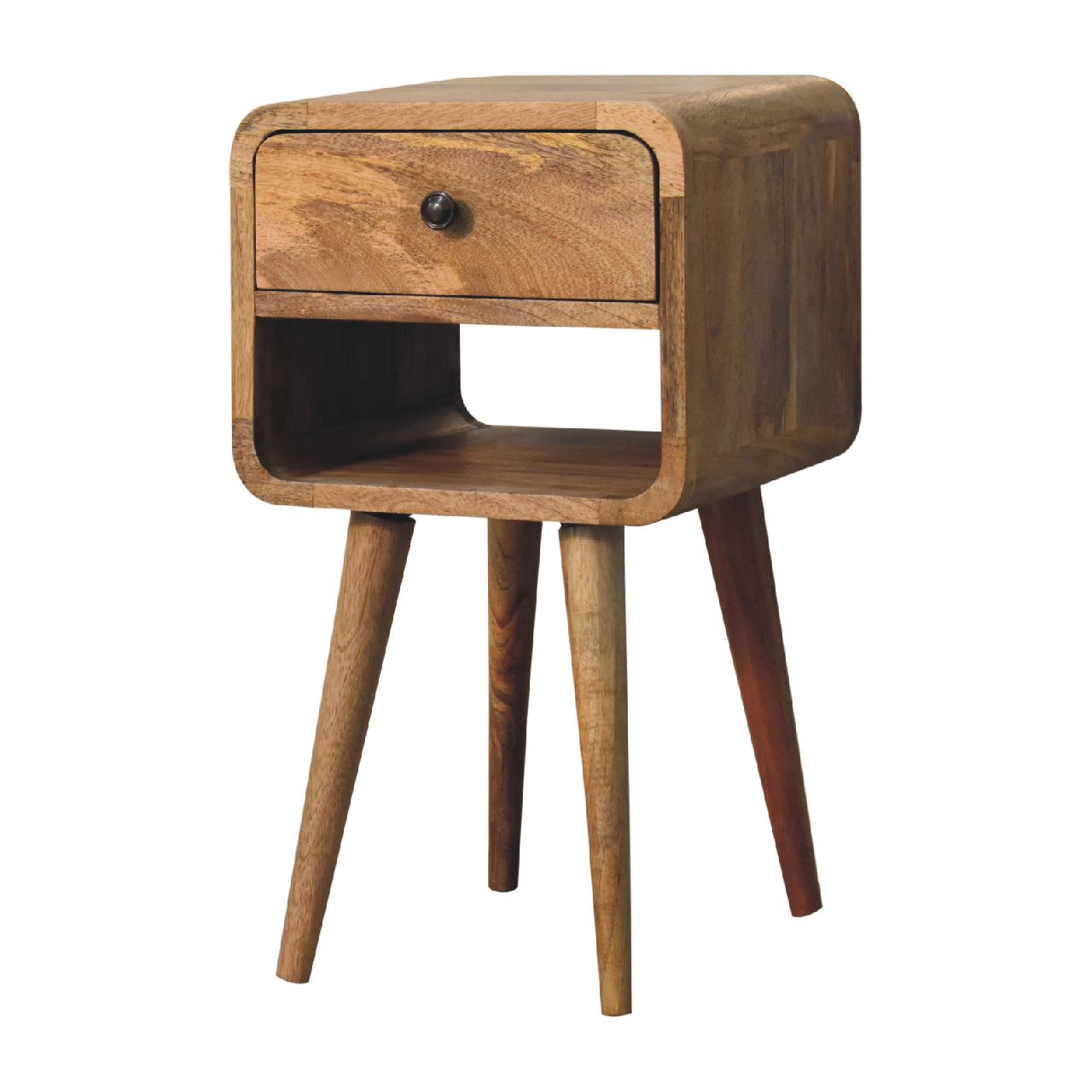 Mini Oak-Like Curve Lower Bedside Table - Wood Velvet