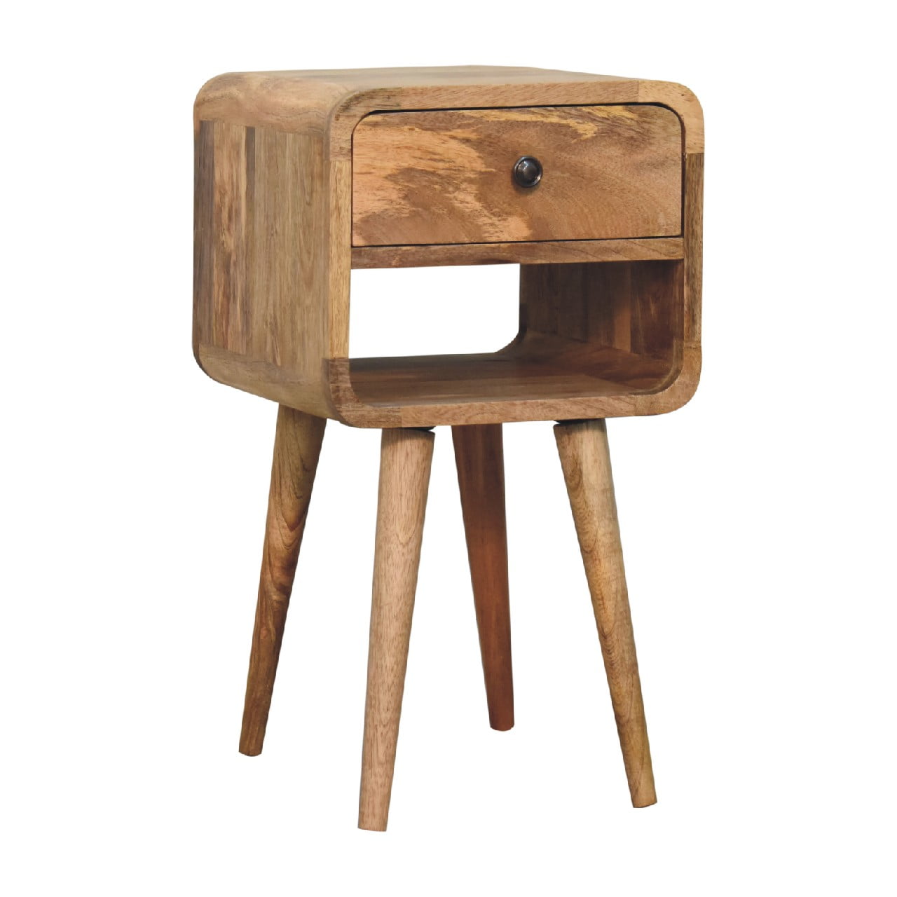 Mini Oak-Like Curve Lower Bedside Table - Wood Velvet