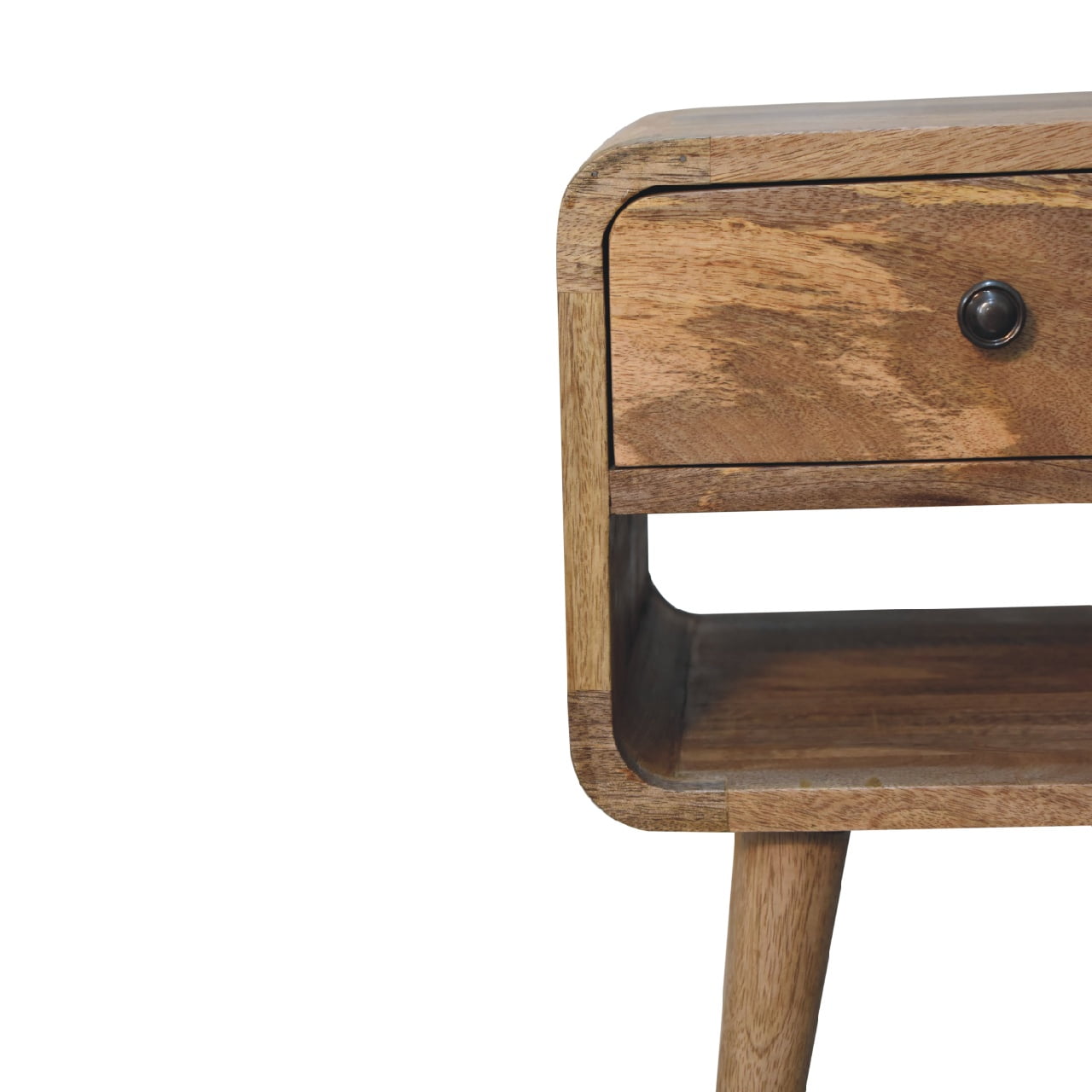 Mini Oak-Like Curve Lower Bedside Table - Wood Velvet