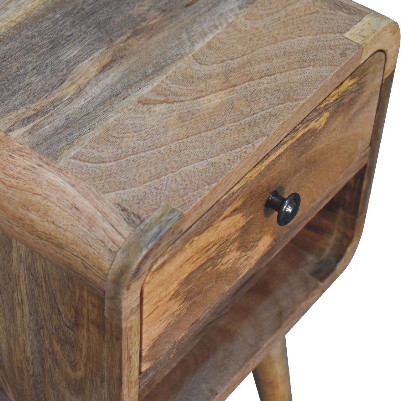 Mini Oak-Like Curve Lower Bedside Table - Wood Velvet