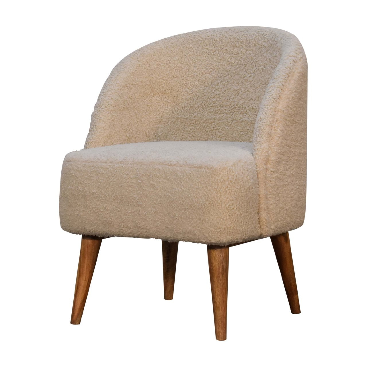 Cream Boucle Tub Chair - Wood Velvet