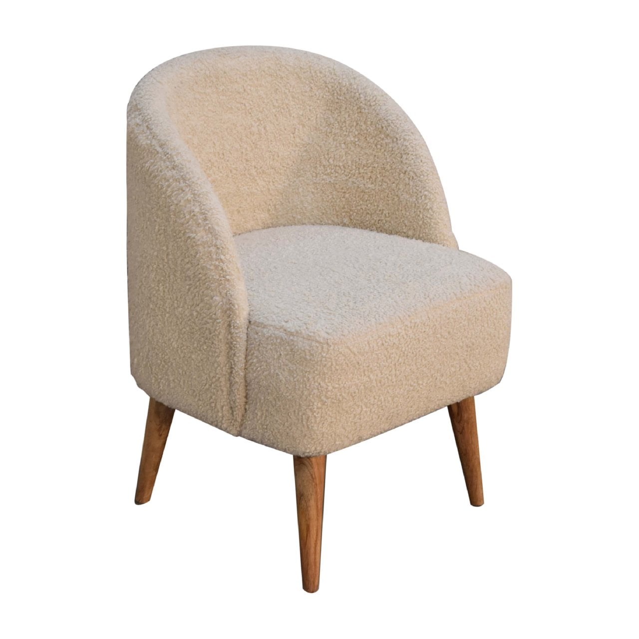 Cream Boucle Tub Chair - Wood Velvet