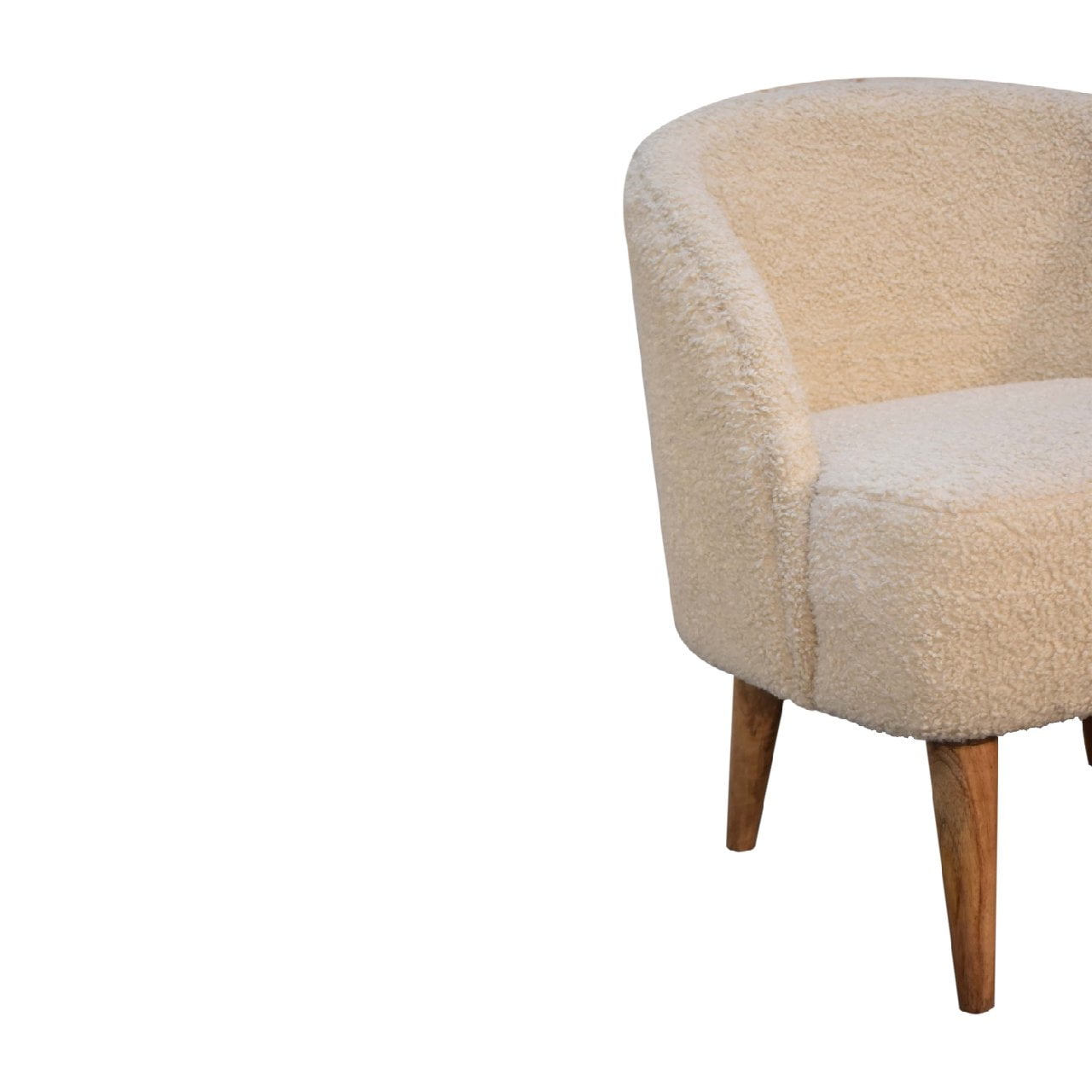 Cream Boucle Tub Chair - Wood Velvet
