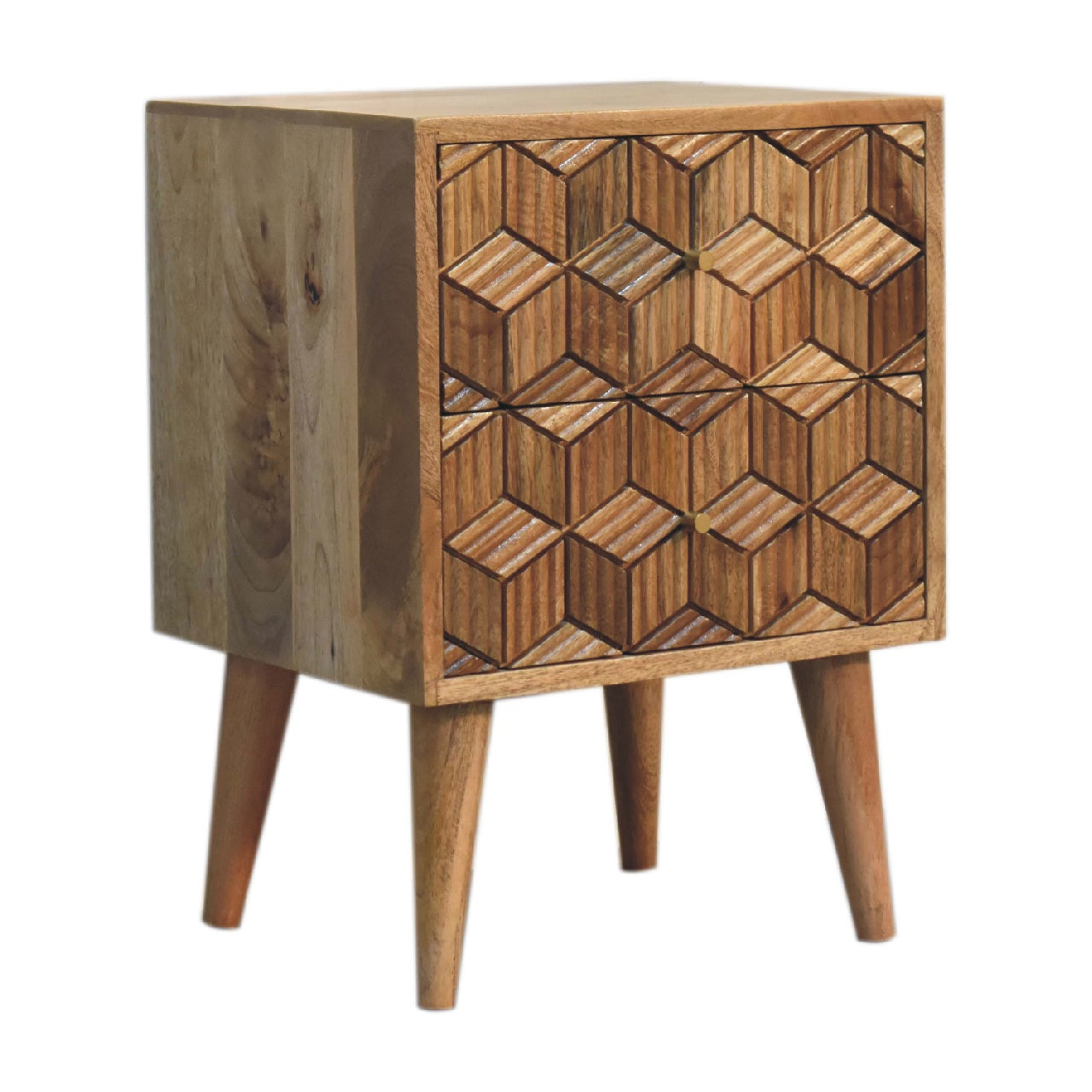 3D Cube Effect Bedside Wooden Cabinet - Wood Velvet