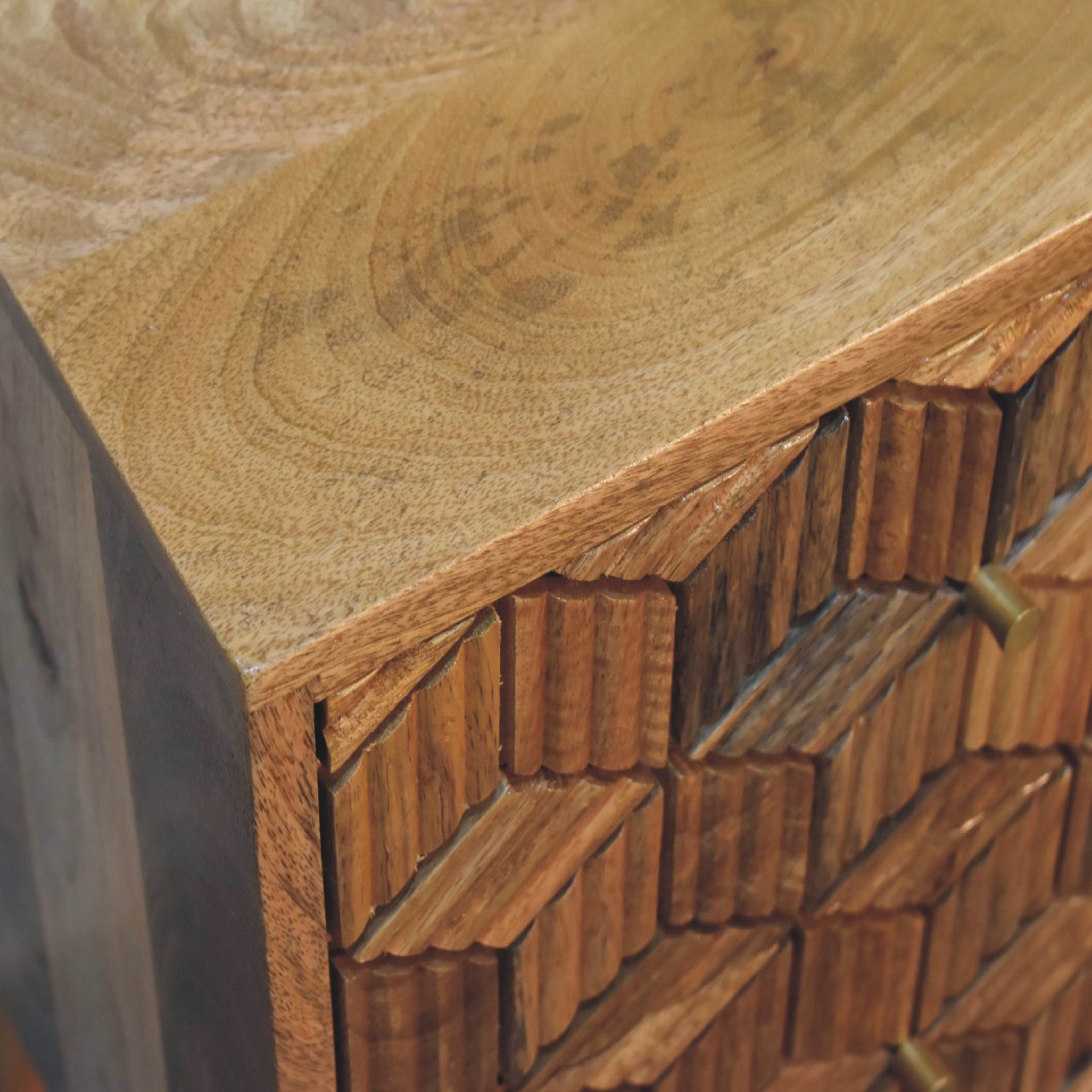 3D Cube Effect Bedside Wooden Cabinet - Wood Velvet