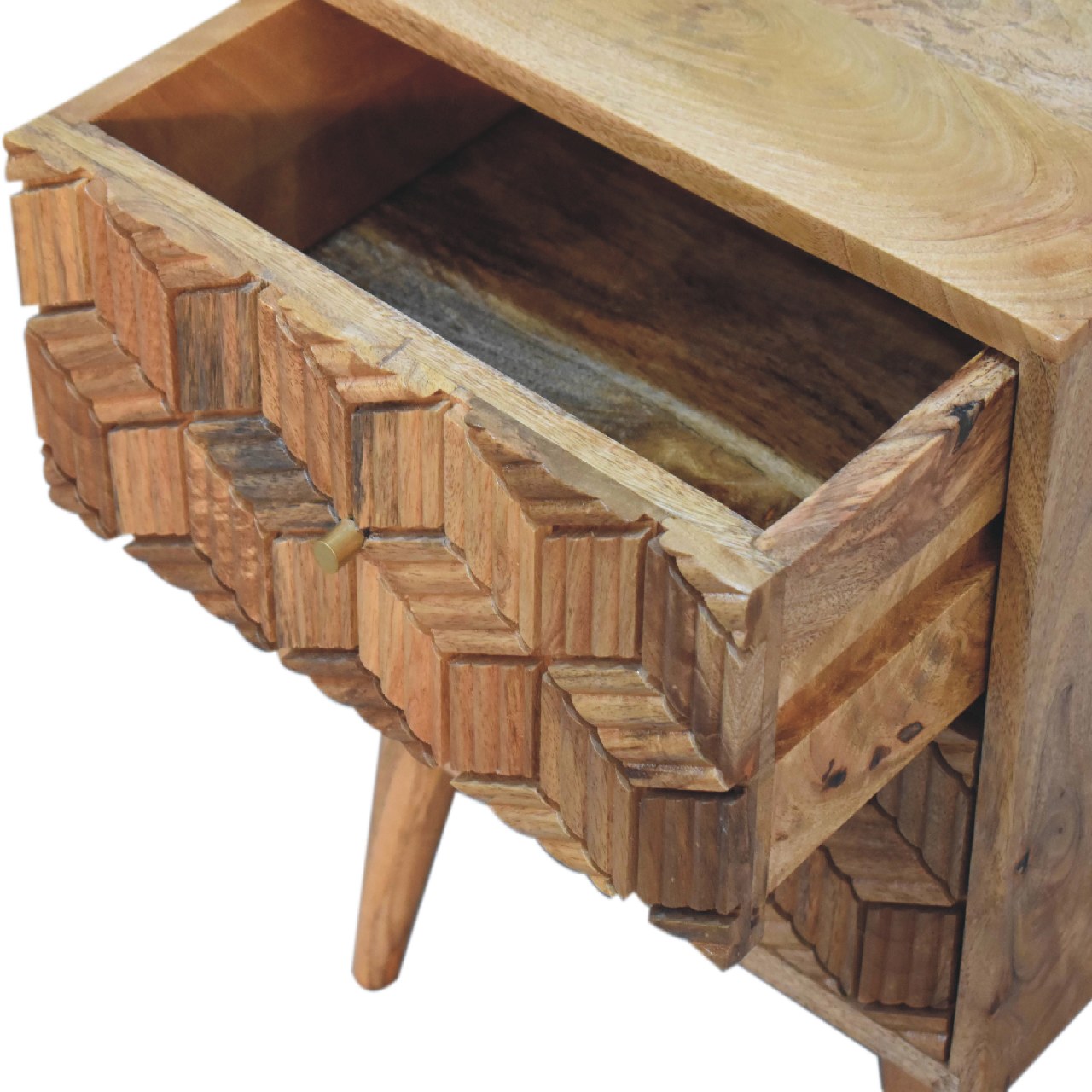 3D Cube Effect Bedside Wooden Cabinet - Wood Velvet