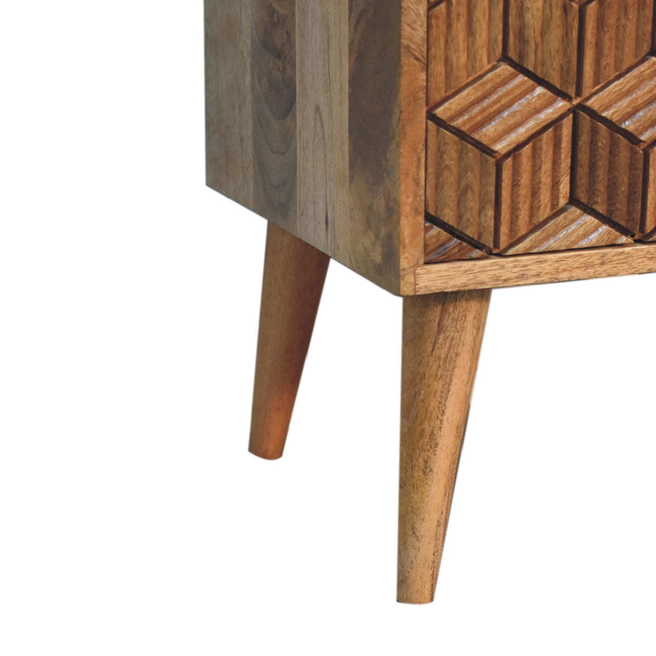 3D Cube Effect Bedside Wooden Cabinet - Wood Velvet