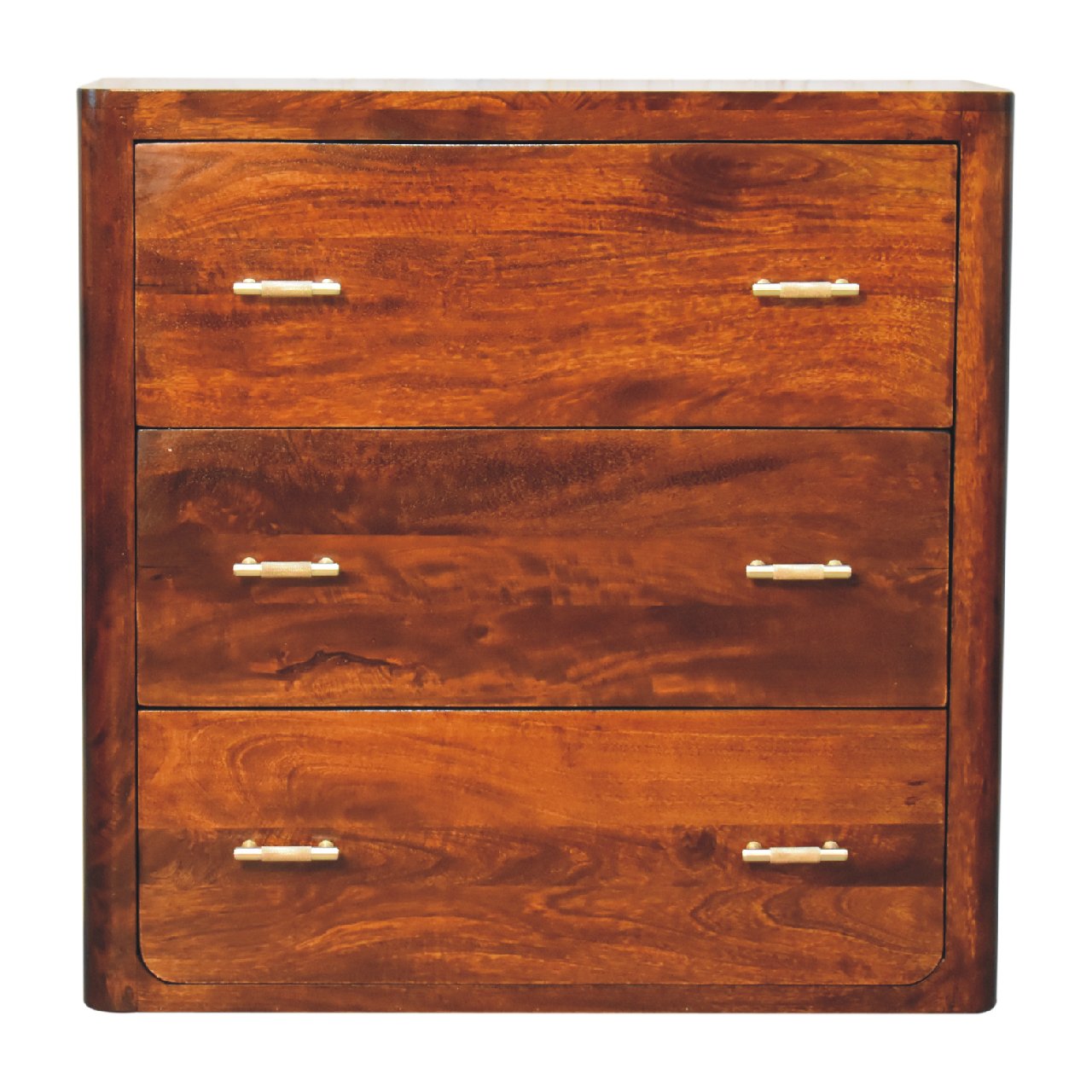Classy 3-Drawer Chest of Drawers In Chestnut Brown - Wood Velvet