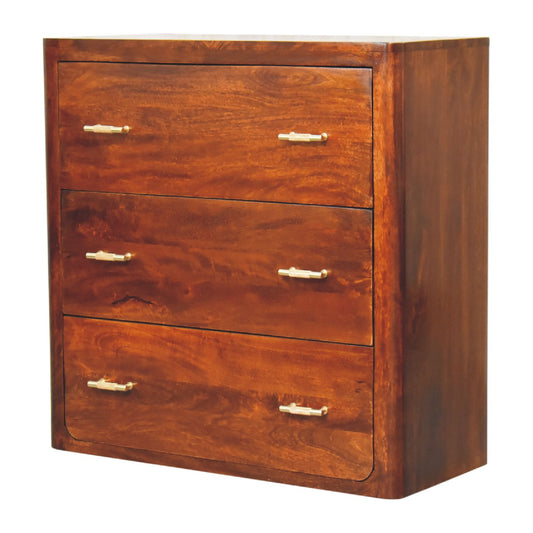 Classy 3-Drawer Chest of Drawers In Chestnut Brown - Wood Velvet