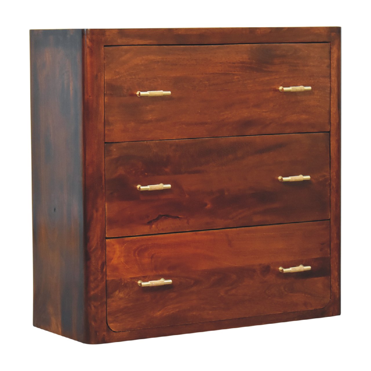 Classy 3-Drawer Chest of Drawers In Chestnut Brown - Wood Velvet