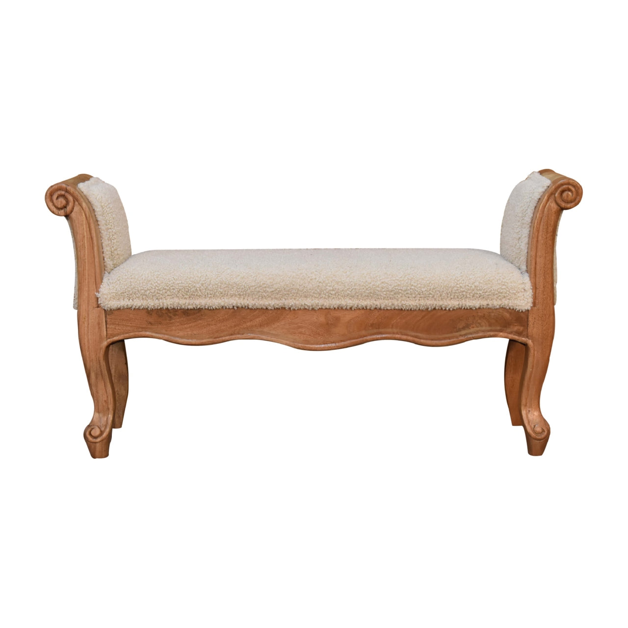 French Style Bench In Luxury Cream Boucle - Wood Velvet