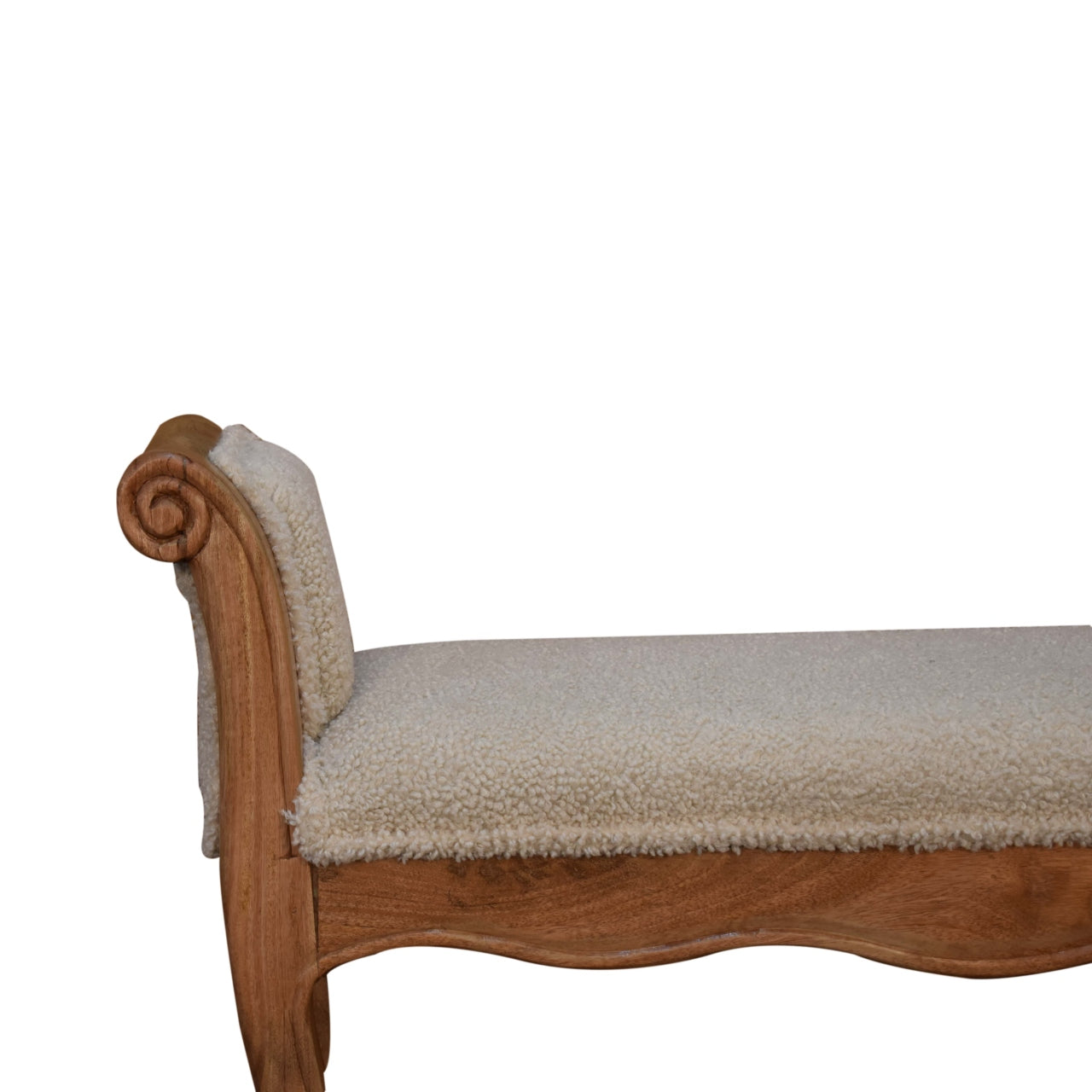 French Style Bench In Luxury Cream Boucle - Wood Velvet