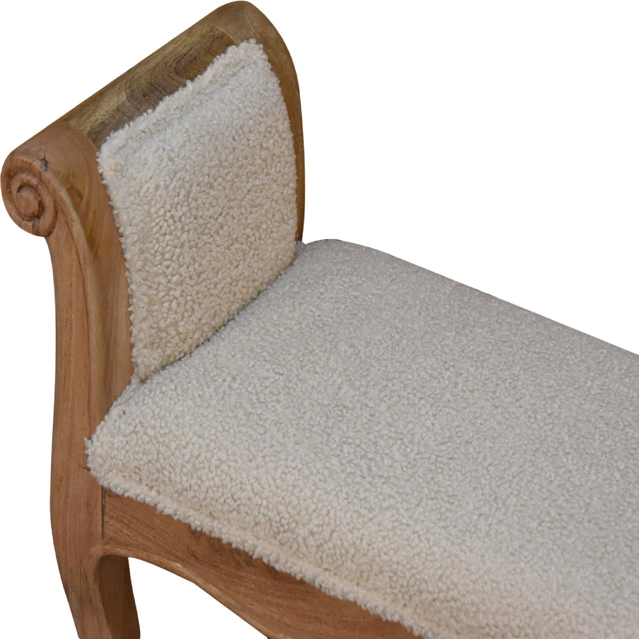 French Style Bench In Luxury Cream Boucle - Wood Velvet