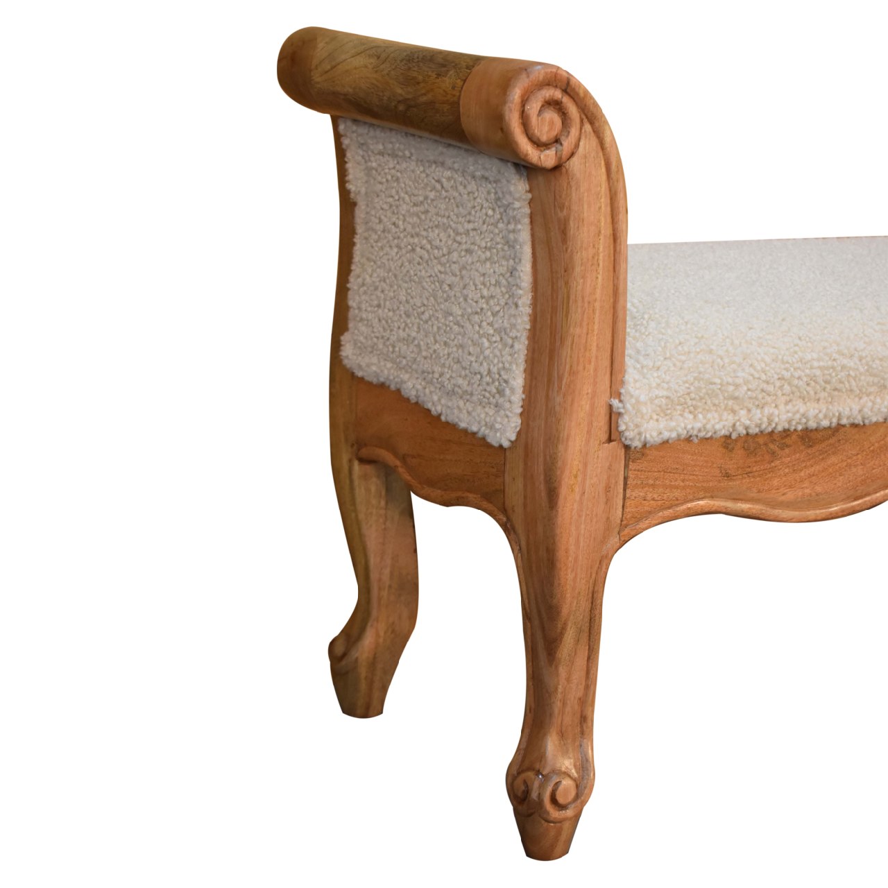 French Style Bench In Luxury Cream Boucle - Wood Velvet