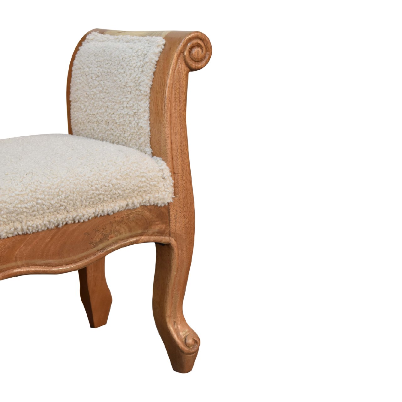 French Style Bench In Luxury Cream Boucle - Wood Velvet