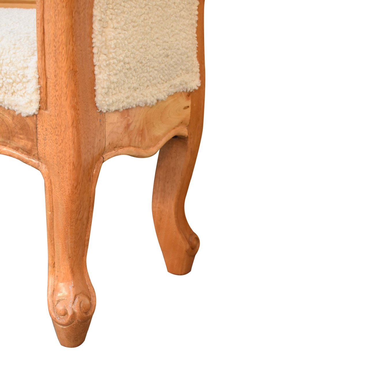 French Style Bench In Luxury Cream Boucle - Wood Velvet